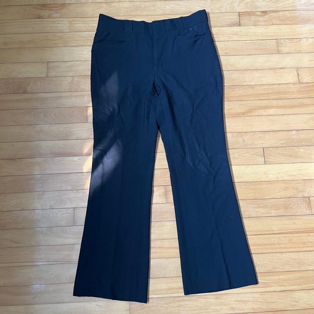 Vintage Brancusi Rubin Bros Black Pure Virgin Wool Flared Trousers Pants 34x32